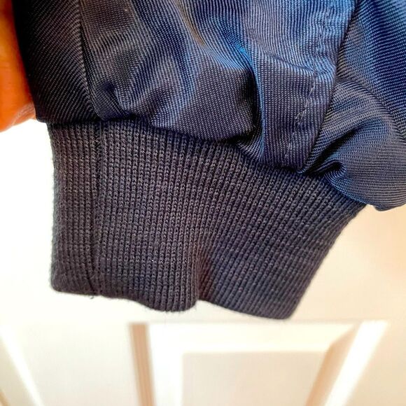 NAVY WITH ORANGE LINING ASOS BOMBER JACKET SIZE SMALL NWT - Picture 6 of 9